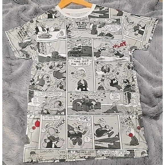 Popeye Other - Popeye The Sailor Man Comic Strip All Over Print T-Shirt Mens Small Vintage
